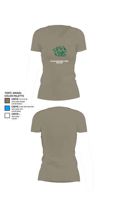 Wayland Union Middle School Wrestling 74603819 Women's Short Sleeve V-neck Shirt - 26