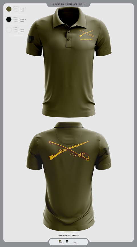 Short Sleeve Performance Polo, State Defense Force, Army, Teamtime, Team time, sublimation, custom sports apparel, team uniforms, spirit wear, spiritwear, sports uniforms, custom shirts, team store, custom team store, fundraiser sports, apparel fundraiser