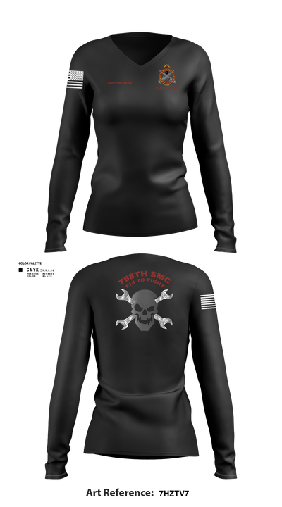 758th SMC 429395 Women's Long Sleeve V-neck Shirt - 6