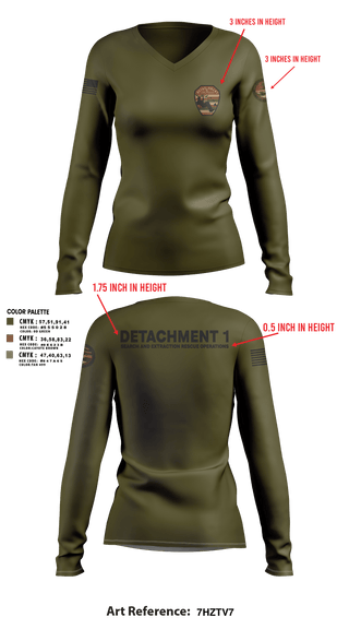 Womens Long Sleeve Vneck Shirt, Detachment 1, Air Force, Teamtime, Team time, sublimation, custom sports apparel, team uniforms, spirit wear, spiritwear, sports uniforms, custom shirts, team store, custom team store, fundraiser sports, apparel fundraiser