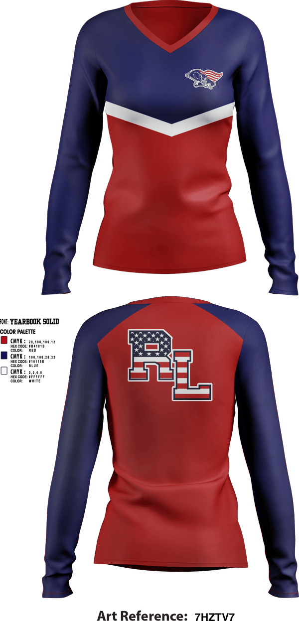 Womens Long Sleeve Vneck Shirt, Red Land High School Cheer, Cheer, Teamtime, Team time, sublimation, custom sports apparel, team uniforms, spirit wear, spiritwear, sports uniforms, custom shirts, team store, custom team store, fundraiser sports, apparel fundraiser
