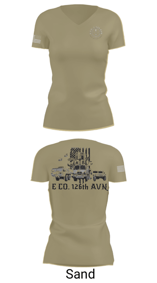 Womens Short Sleeve Vneck Shirt, B Co. 1-126AVN, Army, Teamtime, Team time, sublimation, custom sports apparel, team uniforms, spirit wear, spiritwear, sports uniforms, custom shirts, team store, custom team store, fundraiser sports, apparel fundraiser