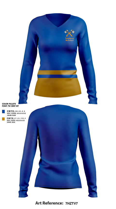 Womens Long Sleeve Vneck Shirt, Tomahawk High School Basketball, Women's Basketball, Teamtime, Team time, sublimation, custom sports apparel, team uniforms, spirit wear, spiritwear, sports uniforms, custom shirts, team store, custom team store, fundraiser sports, apparel fundraiser