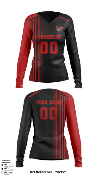 Women's Long Sleeve Vneck Shirt, Franklin Senior High School Volleyball, Women's Volleyball, Teamtime, Team time, sublimation, custom sports apparel, team uniforms, spirit wear, spiritwear, sports uniforms, custom shirts, team store, custom team store, fundraiser sports, apparel fundraiser