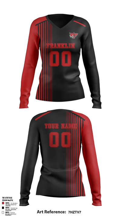 Franklin Senior High School Volleyball 23457023 Women's Long Sleeve V-neck Shirt - 3