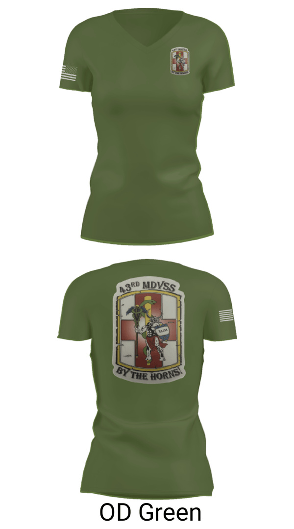Womens Short Sleeve Vneck Shirt, 43rd Medical Detachment, , Teamtime, Team time, sublimation, custom sports apparel, team uniforms, spirit wear, spiritwear, sports uniforms, custom shirts, team store, custom team store, fundraiser sports, apparel fundraiser