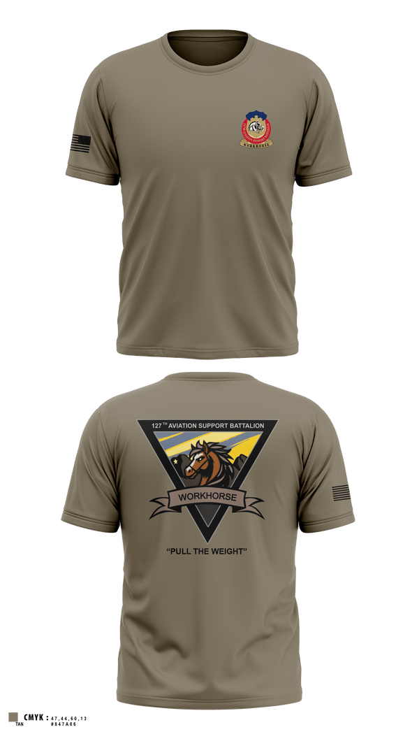 Old School Cotton Feel Shirt, 127th ASB WORKHORSE, Army, Teamtime, Team time, sublimation, custom sports apparel, team uniforms, spirit wear, spiritwear, sports uniforms, custom shirts, team store, custom team store, fundraiser sports, apparel fundraiser