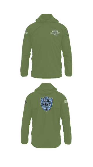Windbreaker, CVN 77 George HW Bus, Navy, Teamtime, Team time, sublimation, custom sports apparel, team uniforms, spirit wear, spiritwear, sports uniforms, custom shirts, team store, custom team store, fundraiser sports, apparel fundraiser