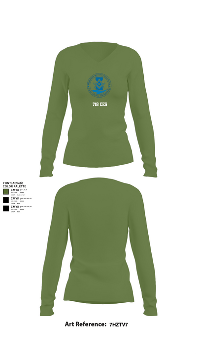 718 CES 21682308 Women's Long Sleeve V-neck Shirt - 42
