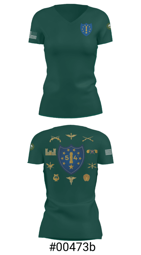 Women's Short Sleeve Vneck Shirt, 54th Troop Command, National Guard, Teamtime, Team time, sublimation, custom sports apparel, team uniforms, spirit wear, spiritwear, sports uniforms, custom shirts, team store, custom team store, fundraiser sports, apparel fundraiser