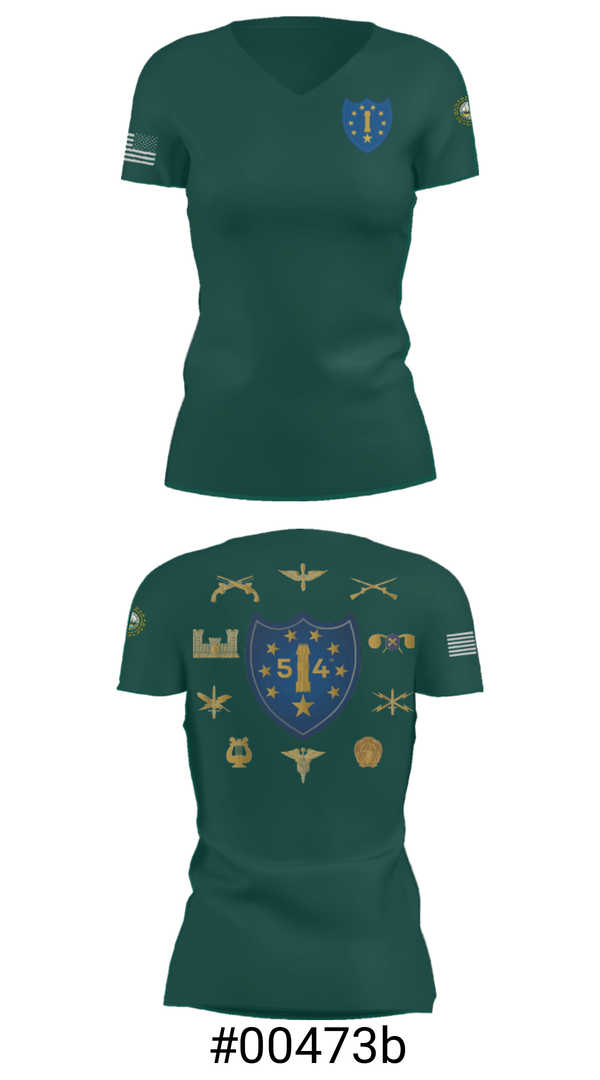 Women's Short Sleeve Vneck Shirt, 54th Troop Command, National Guard, Teamtime, Team time, sublimation, custom sports apparel, team uniforms, spirit wear, spiritwear, sports uniforms, custom shirts, team store, custom team store, fundraiser sports, apparel fundraiser