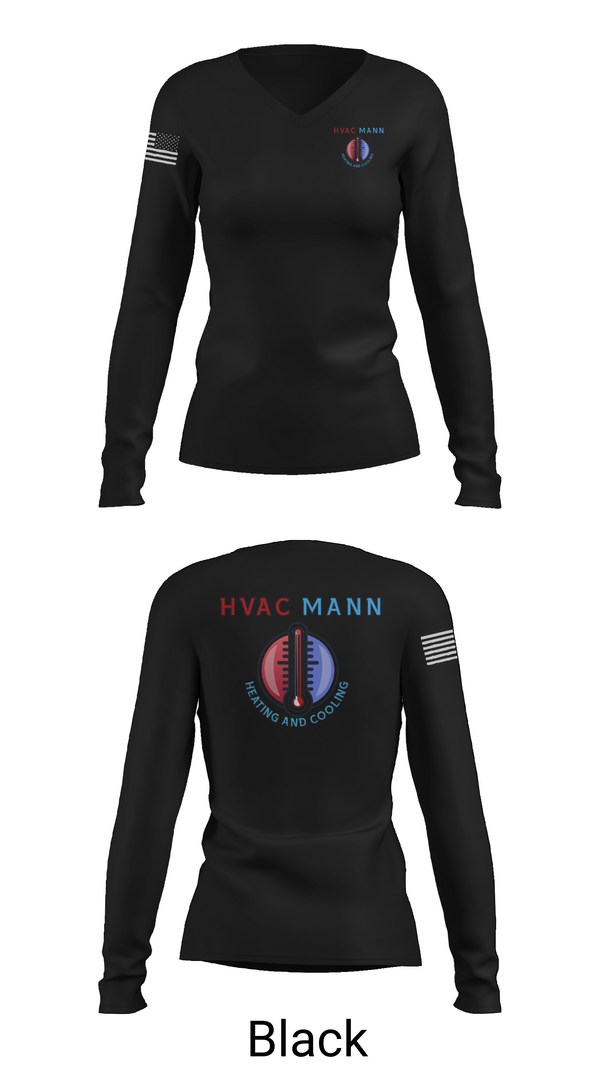 Womens Long Sleeve Vneck Shirt, Hvacmannllc, , Teamtime, Team time, sublimation, custom sports apparel, team uniforms, spirit wear, spiritwear, sports uniforms, custom shirts, team store, custom team store, fundraiser sports, apparel fundraiser