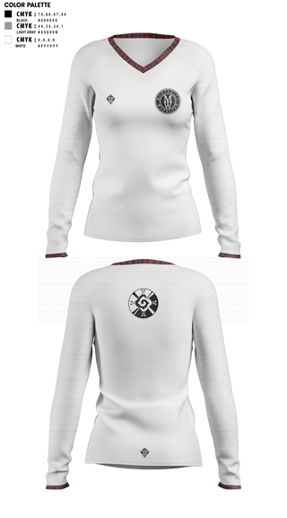 Womens Long Sleeve Vneck Shirt, Montbello HS Boys Soccer, Men's Soccer, Teamtime, Team time, sublimation, custom sports apparel, team uniforms, spirit wear, spiritwear, sports uniforms, custom shirts, team store, custom team store, fundraiser sports, apparel fundraiser