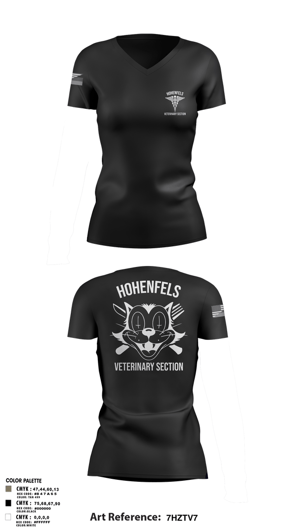 Womens Short Sleeve Vneck Shirt, Hohenfels VTFHohenfels Veterinary Section, Army, Teamtime, Team time, sublimation, custom sports apparel, team uniforms, spirit wear, spiritwear, sports uniforms, custom shirts, team store, custom team store, fundraiser sports, apparel fundraiser