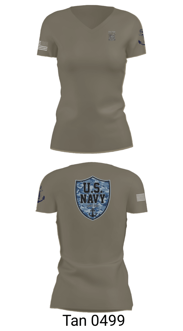 Women's Short Sleeve Vneck Shirt, CVN 77 George HW Bus, Navy, Teamtime, Team time, sublimation, custom sports apparel, team uniforms, spirit wear, spiritwear, sports uniforms, custom shirts, team store, custom team store, fundraiser sports, apparel fundraiser