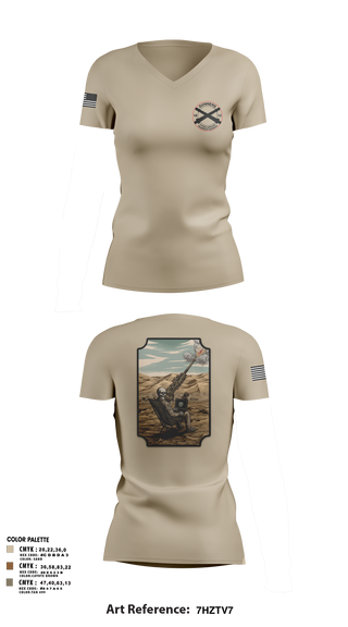 Womens Short Sleeve Vneck Shirt, C-BTRY FDC, Army, Teamtime, Team time, sublimation, custom sports apparel, team uniforms, spirit wear, spiritwear, sports uniforms, custom shirts, team store, custom team store, fundraiser sports, apparel fundraiser