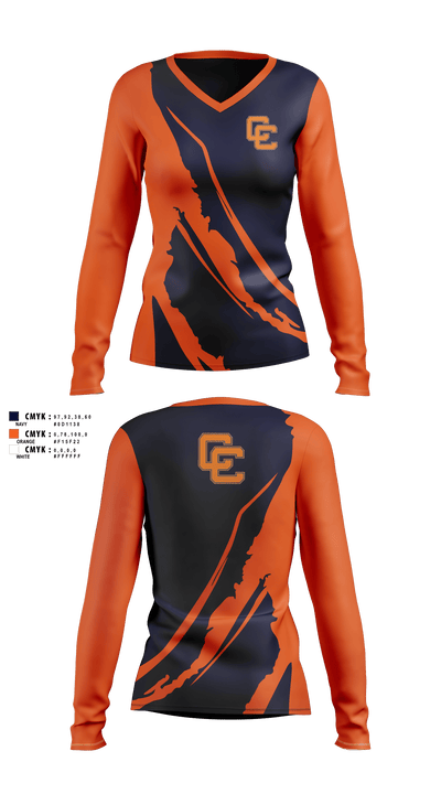 Clarke County High School Swimming 29133157 Women's Long Sleeve V-neck Shirt - 41