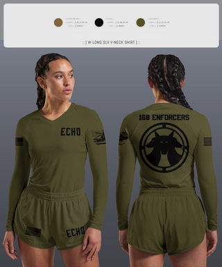Womens Long Sleeve Vneck Shirt, Echo, Army, Teamtime, Team time, sublimation, custom sports apparel, team uniforms, spirit wear, spiritwear, sports uniforms, custom shirts, team store, custom team store, fundraiser sports, apparel fundraiser