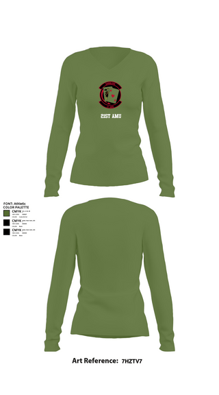 Womens Long Sleeve Vneck Shirt, 21st AMU, , Teamtime, Team time, sublimation, custom sports apparel, team uniforms, spirit wear, spiritwear, sports uniforms, custom shirts, team store, custom team store, fundraiser sports, apparel fundraiser