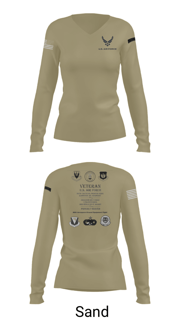 Women's Long Sleeve Vneck Shirt, Ramstein AGE, , Teamtime, Team time, sublimation, custom sports apparel, team uniforms, spirit wear, spiritwear, sports uniforms, custom shirts, team store, custom team store, fundraiser sports, apparel fundraiser