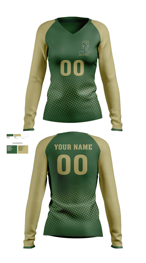 Womens Long Sleeve Vneck Shirt, Saint Edward High School Volleyball, Women's Volleyball, Teamtime, Team time, sublimation, custom sports apparel, team uniforms, spirit wear, spiritwear, sports uniforms, custom shirts, team store, custom team store, fundraiser sports, apparel fundraiser