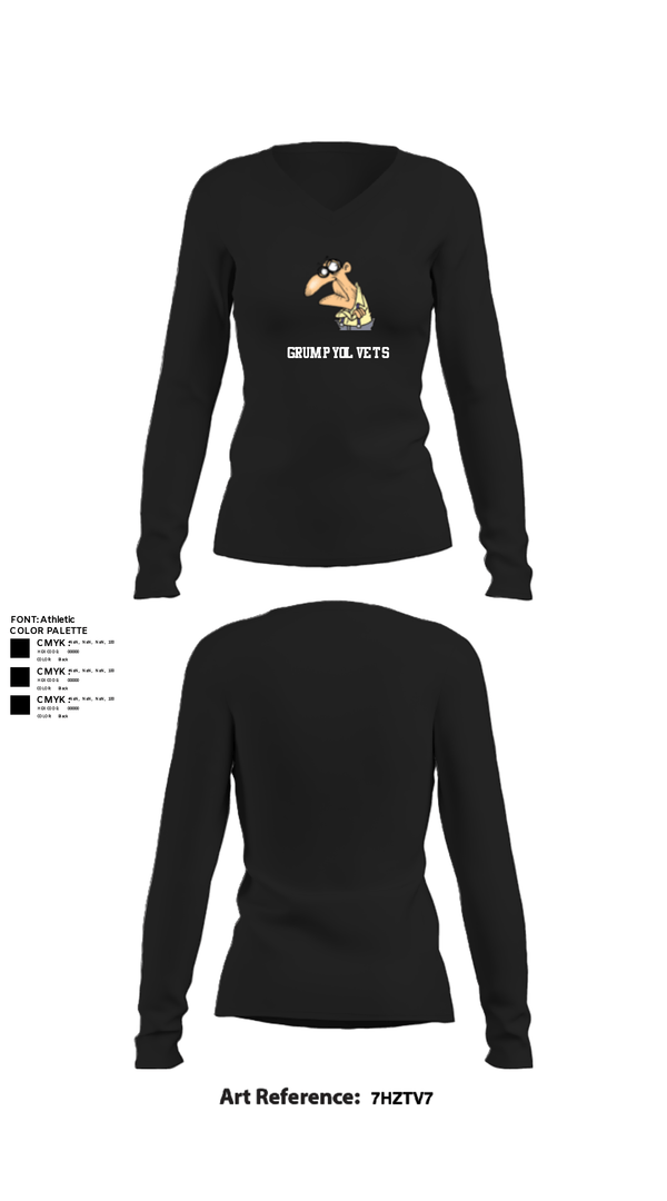 Women's Long Sleeve Vneck Shirt, GrumpyOLVets, Army, Teamtime, Team time, sublimation, custom sports apparel, team uniforms, spirit wear, spiritwear, sports uniforms, custom shirts, team store, custom team store, fundraiser sports, apparel fundraiser