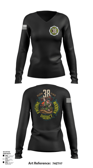 Womens Long Sleeve Vneck Shirt, Klein Fire 38, Fire Department, Teamtime, Team time, sublimation, custom sports apparel, team uniforms, spirit wear, spiritwear, sports uniforms, custom shirts, team store, custom team store, fundraiser sports, apparel fundraiser