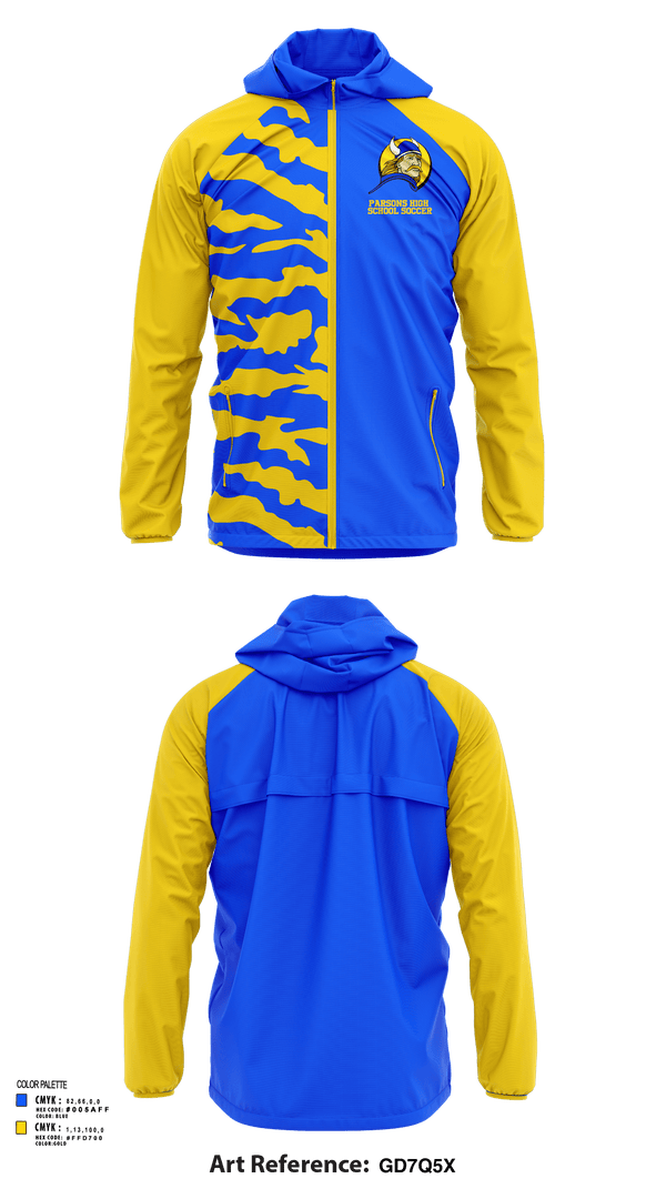 Windbreaker, Parsons High School Soccer, Men's Soccer, Teamtime, Team time, sublimation, custom sports apparel, team uniforms, spirit wear, spiritwear, sports uniforms, custom shirts, team store, custom team store, fundraiser sports, apparel fundraiser