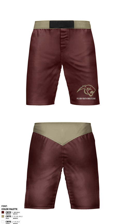 Fight Shorts, Pelion Youth Wrestling, Wrestling, Teamtime, Team time, sublimation, custom sports apparel, team uniforms, spirit wear, spiritwear, sports uniforms, custom shirts, team store, custom team store, fundraiser sports, apparel fundraiser