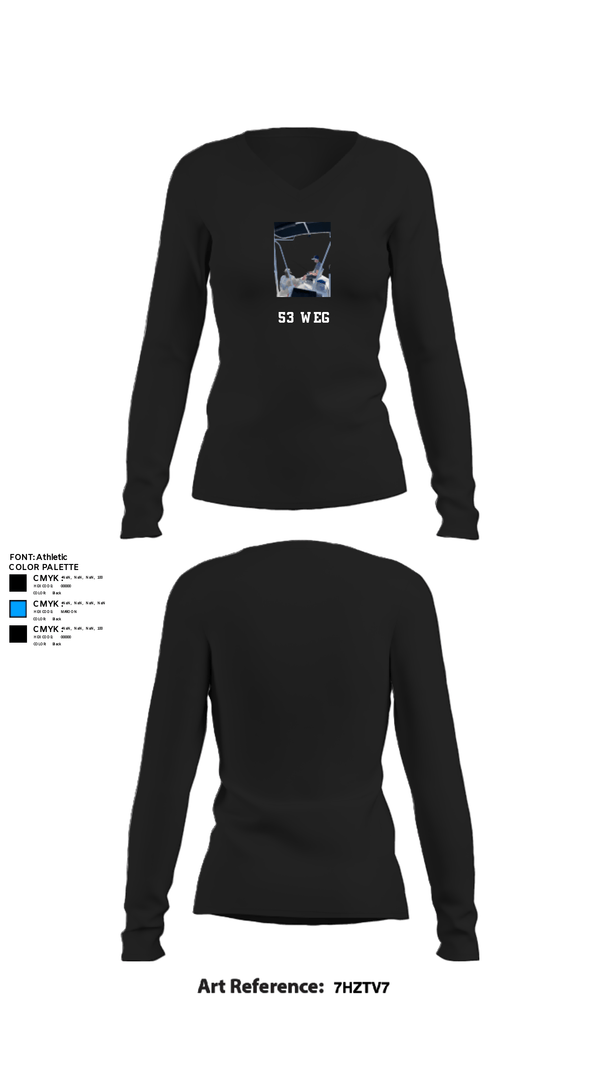 Women's Long Sleeve Vneck Shirt, 53 weg, Air Force, Teamtime, Team time, sublimation, custom sports apparel, team uniforms, spirit wear, spiritwear, sports uniforms, custom shirts, team store, custom team store, fundraiser sports, apparel fundraiser