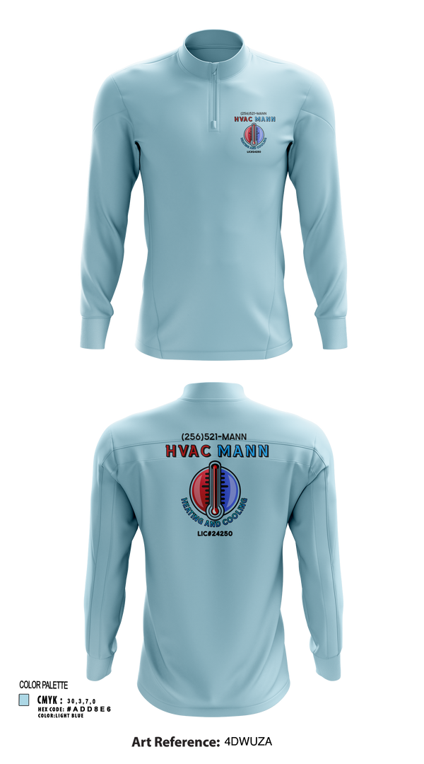 Quarter Zip Jacket, Hvacmannllc, , Teamtime, Team time, sublimation, custom sports apparel, team uniforms, spirit wear, spiritwear, sports uniforms, custom shirts, team store, custom team store, fundraiser sports, apparel fundraiser