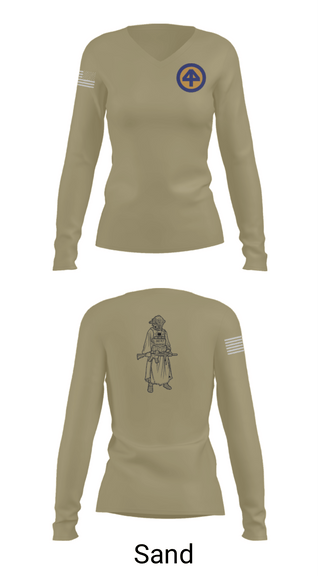 Women's Long Sleeve Vneck Shirt, A Co 1/1-114th, Army, Teamtime, Team time, sublimation, custom sports apparel, team uniforms, spirit wear, spiritwear, sports uniforms, custom shirts, team store, custom team store, fundraiser sports, apparel fundraiser