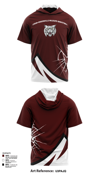 Short Sleeve Performance Shirt with hood, Logan-Rogersville Wildcats, Spirit Store, Teamtime, Team time, sublimation, custom sports apparel, team uniforms, spirit wear, spiritwear, sports uniforms, custom shirts, team store, custom team store, fundraiser sports, apparel fundraiser