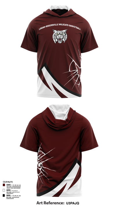 Logan-Rogersville Wildcats 82535935 Short Sleeve Performance Shirt with hood - 134