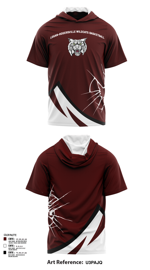 Short Sleeve Performance Shirt with hood, Logan-Rogersville Wildcats, Spirit Store, Teamtime, Team time, sublimation, custom sports apparel, team uniforms, spirit wear, spiritwear, sports uniforms, custom shirts, team store, custom team store, fundraiser sports, apparel fundraiser