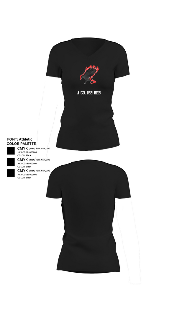 Womens Short Sleeve Vneck Shirt, A Co. 152 BEB, Army, Teamtime, Team time, sublimation, custom sports apparel, team uniforms, spirit wear, spiritwear, sports uniforms, custom shirts, team store, custom team store, fundraiser sports, apparel fundraiser