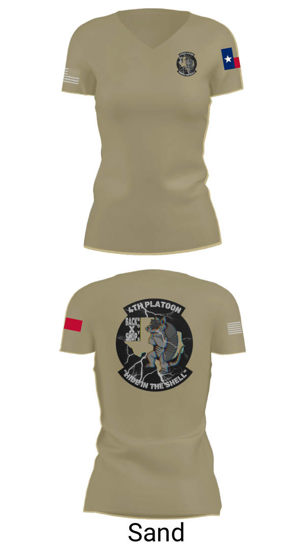 Women's Short Sleeve Vneck Shirt, 90th ASB B co 4Th Platoon, Army, Teamtime, Team time, sublimation, custom sports apparel, team uniforms, spirit wear, spiritwear, sports uniforms, custom shirts, team store, custom team store, fundraiser sports, apparel fundraiser