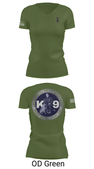 Women's Short Sleeve Vneck Shirt, Los Alamitos Police K9, Police, Teamtime, Team time, sublimation, custom sports apparel, team uniforms, spirit wear, spiritwear, sports uniforms, custom shirts, team store, custom team store, fundraiser sports, apparel fundraiser