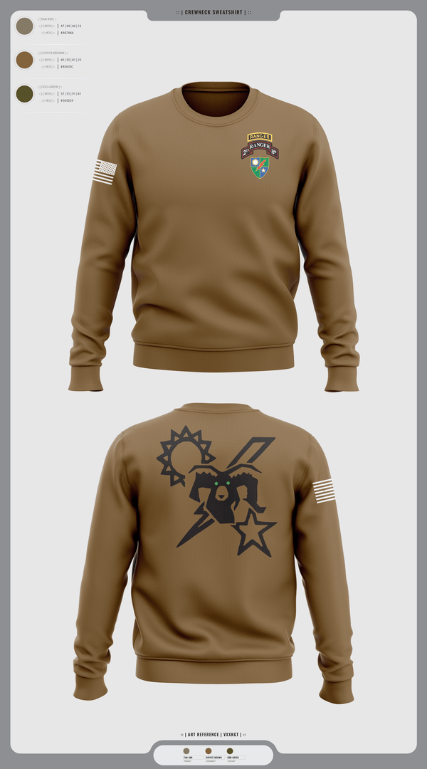 Crew Neck Sweatshirt, 75th Ranger regiment, Army, Teamtime, Team time, sublimation, custom sports apparel, team uniforms, spirit wear, spiritwear, sports uniforms, custom shirts, team store, custom team store, fundraiser sports, apparel fundraiser