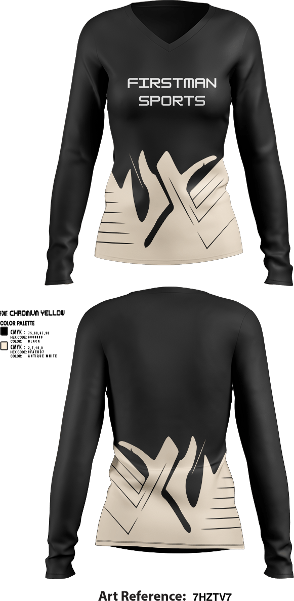 Womens Long Sleeve Vneck Shirt, Firstman Sports, , Teamtime, Team time, sublimation, custom sports apparel, team uniforms, spirit wear, spiritwear, sports uniforms, custom shirts, team store, custom team store, fundraiser sports, apparel fundraiser