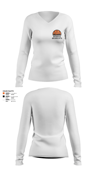 Womens Long Sleeve Vneck Shirt, Monroe High School Basketball, Women's Basketball, Teamtime, Team time, sublimation, custom sports apparel, team uniforms, spirit wear, spiritwear, sports uniforms, custom shirts, team store, custom team store, fundraiser sports, apparel fundraiser