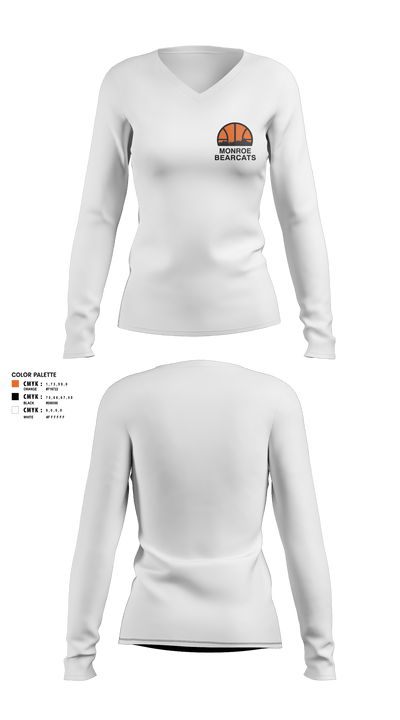 Monroe High School Basketball 86135082 Women's Long Sleeve V-neck Shirt - 5