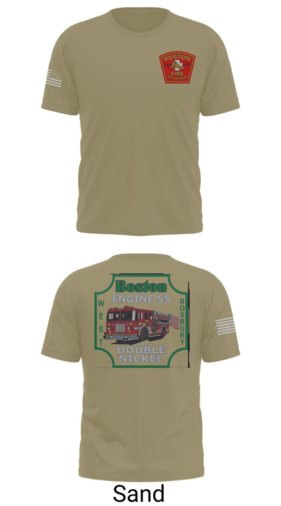 Boston Fire Department Engine 55 92329378 Old School Cotton Feel Shirt - 90