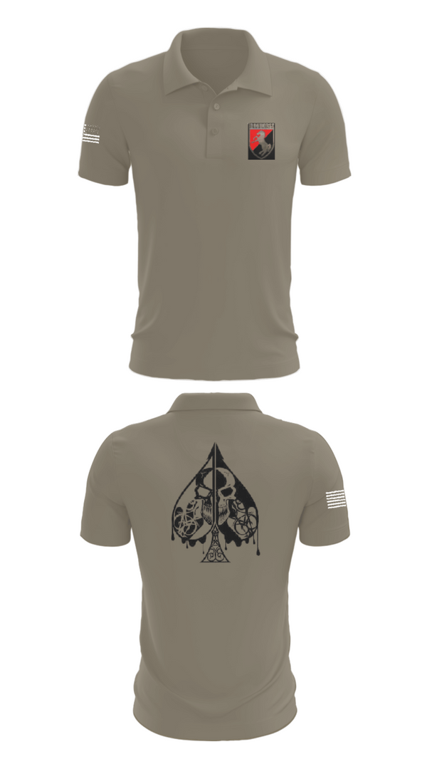 Short Sleeve Performance Polo, Dealer Company, 1/11 ACR, Army, Teamtime, Team time, sublimation, custom sports apparel, team uniforms, spirit wear, spiritwear, sports uniforms, custom shirts, team store, custom team store, fundraiser sports, apparel fundraiser