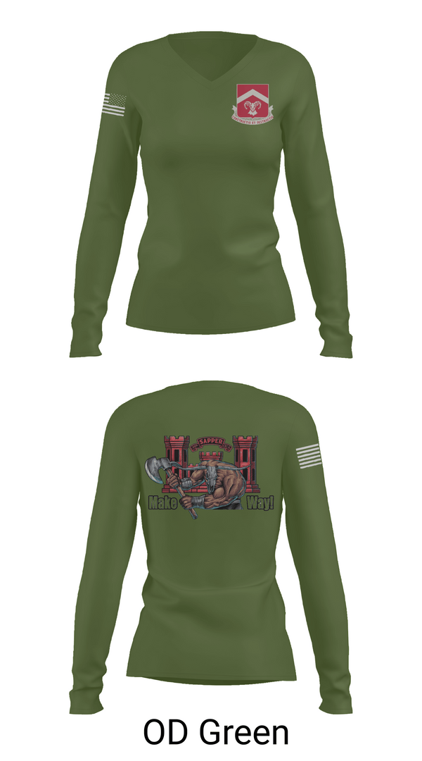 Womens Long Sleeve Vneck Shirt 1, 937th CEC-A, 40th BEB, Army, Teamtime, Team time, sublimation, custom sports apparel, team uniforms, spirit wear, spiritwear, sports uniforms, custom shirts, team store, custom team store, fundraiser sports, apparel fundraiser
