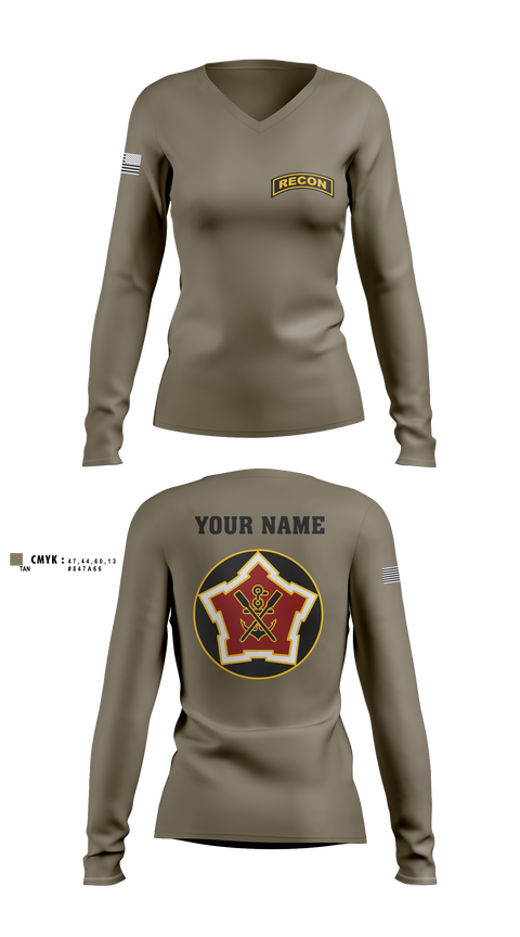 Womens Long Sleeve Vneck Shirt, Recon, Army, Teamtime, Team time, sublimation, custom sports apparel, team uniforms, spirit wear, spiritwear, sports uniforms, custom shirts, team store, custom team store, fundraiser sports, apparel fundraiser