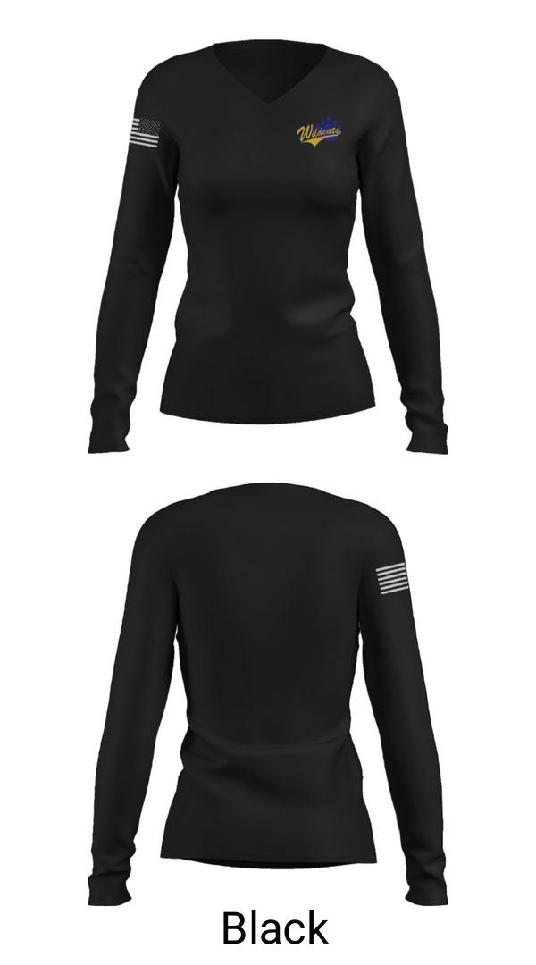 Womens Long Sleeve Vneck Shirt, Richwoods Middle School Cheer, Cheer, Teamtime, Team time, sublimation, custom sports apparel, team uniforms, spirit wear, spiritwear, sports uniforms, custom shirts, team store, custom team store, fundraiser sports, apparel fundraiser