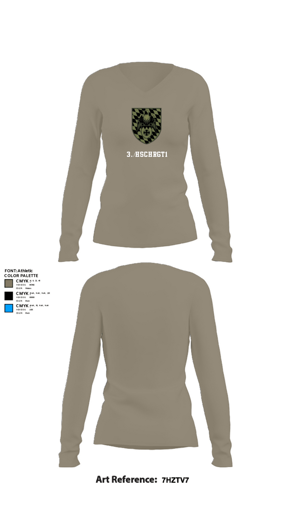 Women's Long Sleeve Vneck Shirt, 3./HSchRgt1, Army, Teamtime, Team time, sublimation, custom sports apparel, team uniforms, spirit wear, spiritwear, sports uniforms, custom shirts, team store, custom team store, fundraiser sports, apparel fundraiser