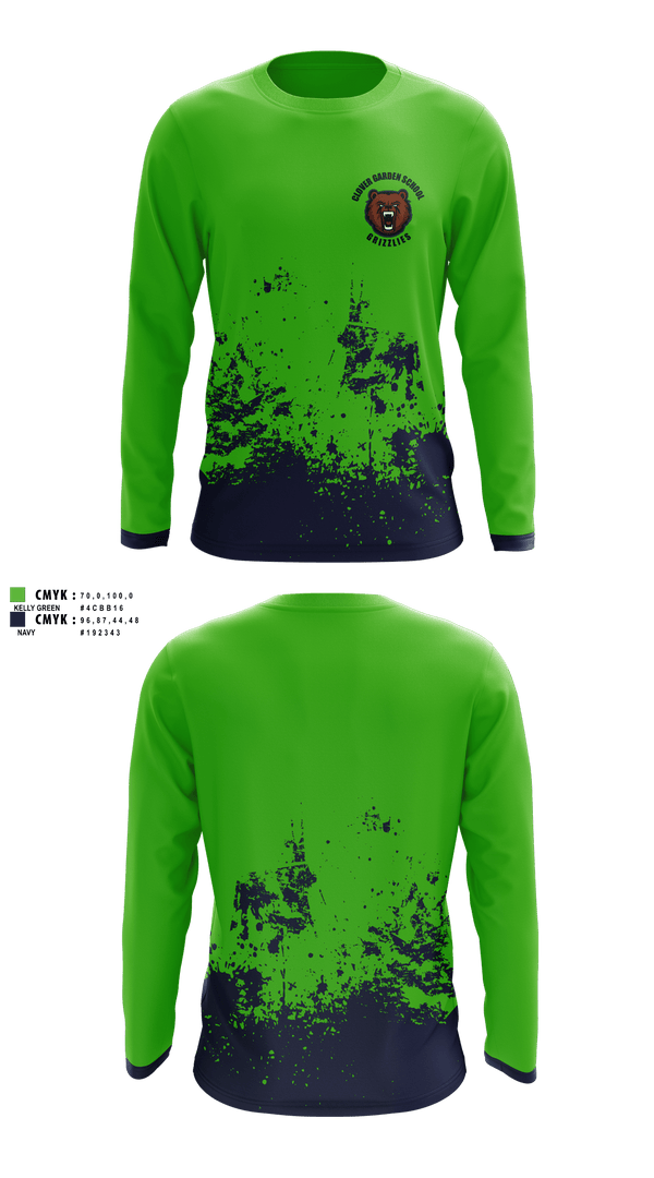 Long Sleeve Performance Shirt, Clover Garden School Grizzlies, Spirit Store, Teamtime, Team time, sublimation, custom sports apparel, team uniforms, spirit wear, spiritwear, sports uniforms, custom shirts, team store, custom team store, fundraiser sports, apparel fundraiser