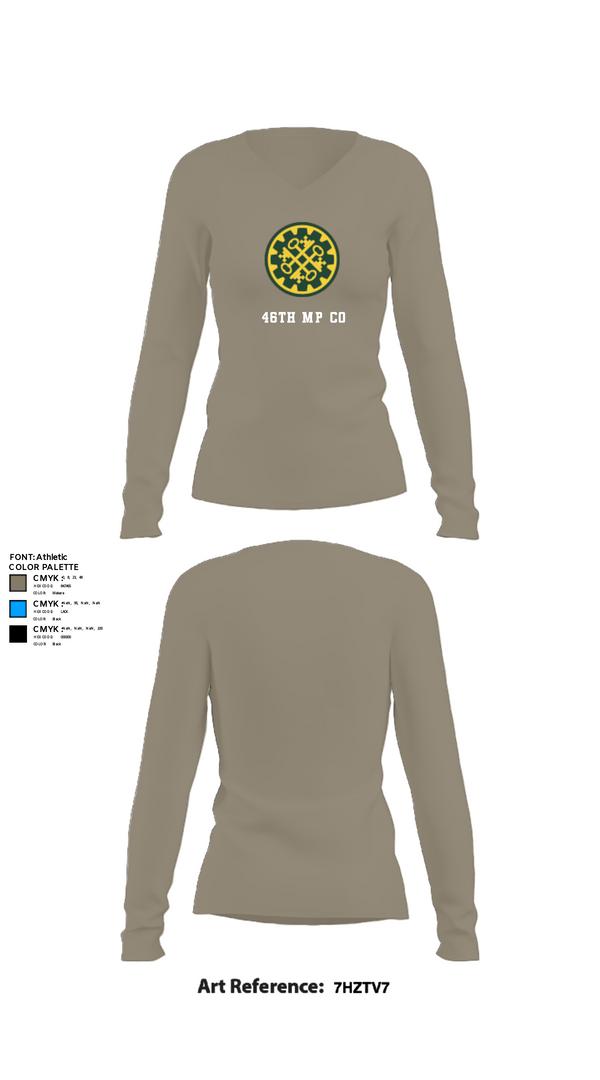 Womens Long Sleeve Vneck Shirt, 46th MP Co, Army, Teamtime, Team time, sublimation, custom sports apparel, team uniforms, spirit wear, spiritwear, sports uniforms, custom shirts, team store, custom team store, fundraiser sports, apparel fundraiser